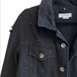 Black Distressed Denim Jacket